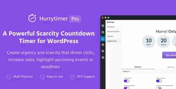 HurryTimer Pro 2.16.0漢化中文版 功能強(qiáng)大的多用途W(wǎng)ordPress倒數(shù)計(jì)時(shí)器插件
